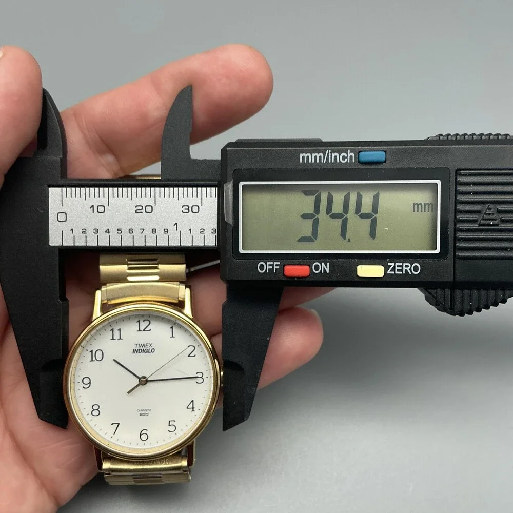 Vintage Timex Easy Reader Indiglo Mens Watch 34mm Gold Tone Stretch New Battery